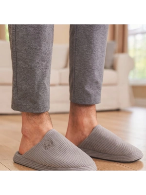 Unisex Nakışlı Kadife Fitilli Desen Rahat Yumuşak Tabanlı İçi Kürklü Terlik