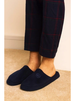 Unisex Nakışlı Kadife Fitilli Desen Rahat Yumuşak Tabanlı İçi Kürklü Terlik