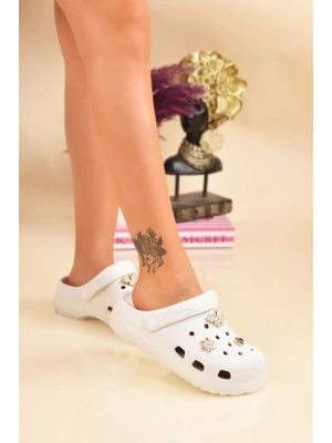 Yüksek Tabanlı Taşlı Hastane Aşçı Hemşire Doktor Plaj Havuz Sandalet Terlik