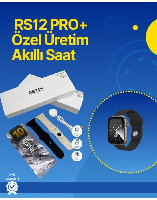 . RS12 PRO+ 2025 Serisi Full Ekranlı Akıllı Saat – 2GB Hafıza, Titanyum Kasa, Suya Dayanıklı, Uzun Şarj Süresi Garantili Model