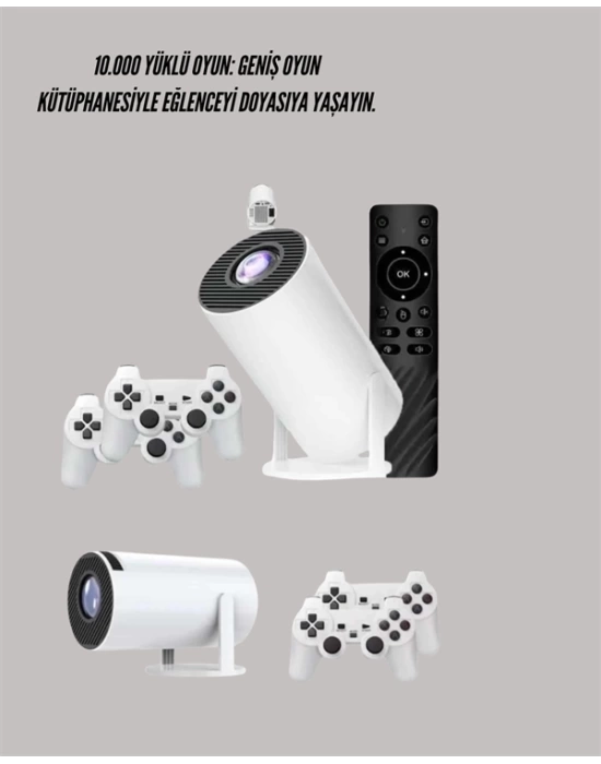 10.000 Oyun Destekli, Çift Kollu 4K Projeksiyon – HDMI, USB, AUX, Ethernet Yok