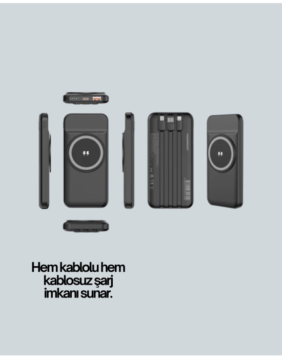 10000mAh Kablosuz ve Hızlı Şarj Destekli Powerbank – Taşınabilir Şarj Gücü