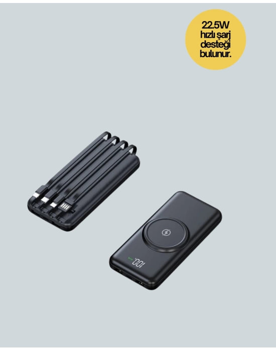 10000mAh Kablosuz ve Hızlı Şarj Destekli Powerbank – Taşınabilir Şarj Gücü