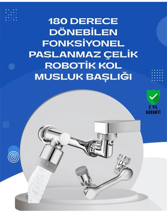 1080° Dönebilen Musluk Aparatı – Çift Su Akışı, Robotik Kol Tasarımı ve Su Tasarrufu Özellikli