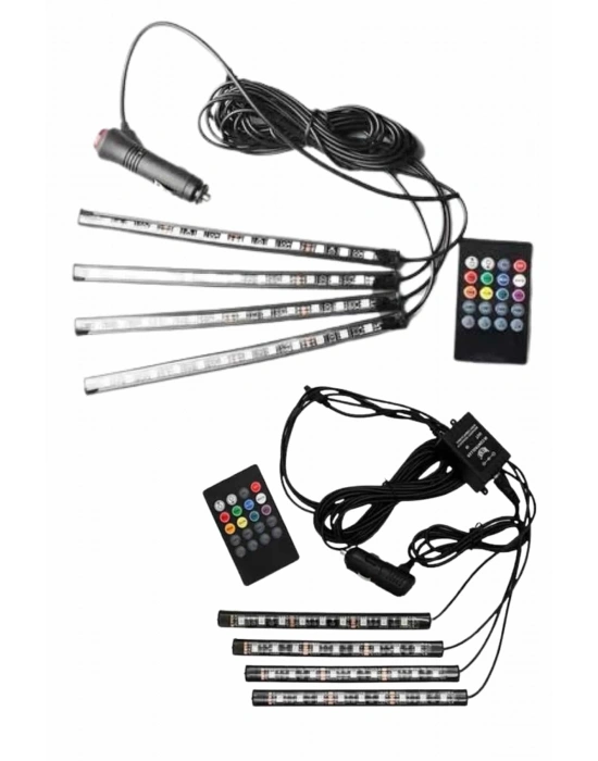 12Lİ Şerit Led Işık RGB Sese ve Müziğe Duyarlı Araç İçi Ayak Altı