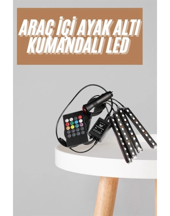 12Lİ Şerit Led Işık RGB Sese ve Müziğe Duyarlı Araç İçi Ayak Altı