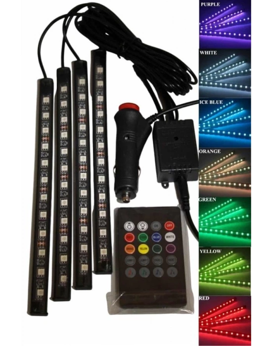 12Lİ Şerit Led Işık RGB Sese ve Müziğe Duyarlı Araç İçi Ayak Altı