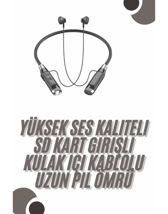 120 Saat Bluetooth Kulaklık Kablolu Boyun Askılı SD Kart Girişli ANC Özellikli