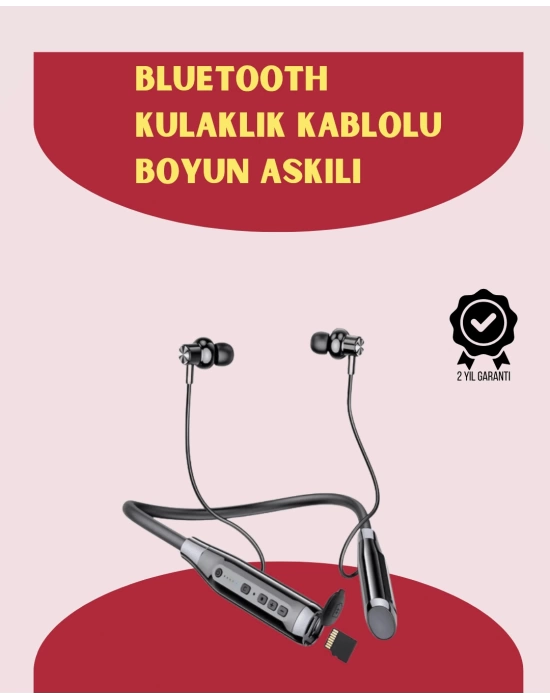 120 Saat Pil Ömrüyle Boyun Askılı Bluetooth Kulaklık – Spor ve Günlük Kullanım İçin