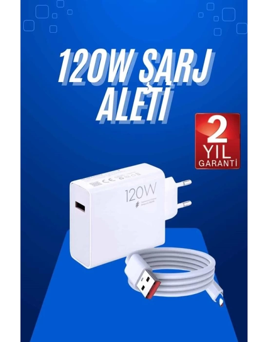 120 Watt Turbo Hızlı Şarj Aleti Seti Hızlı Şarj Adaptörü Beyaz