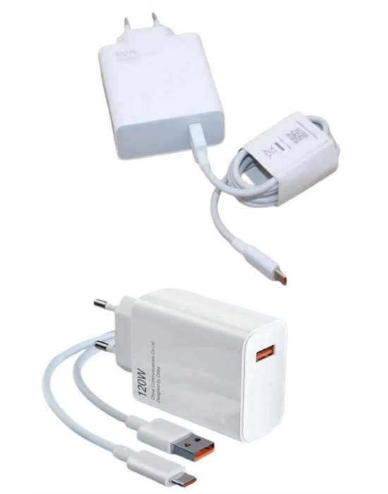 120 Watt Turbo Hızlı Şarj Aleti Seti Hızlı Şarj Adaptörü Beyaz