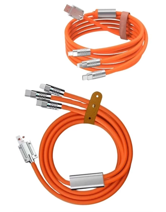 120W 3 İn 1 Uyumlu Silikon Şarj Kablosu Hızlı Şarj Kablosu