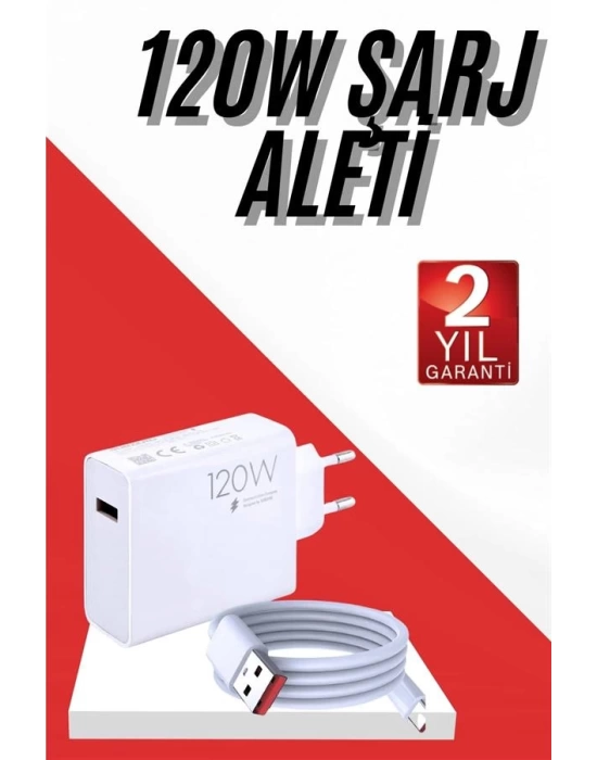 120W Şarj Aleti Hızlı Çift Turbo Şarj Aleti Seti Beyaz