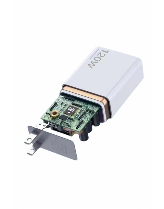 120W Şarj Aleti Hızlı Çift Turbo Şarj Aleti Seti Beyaz