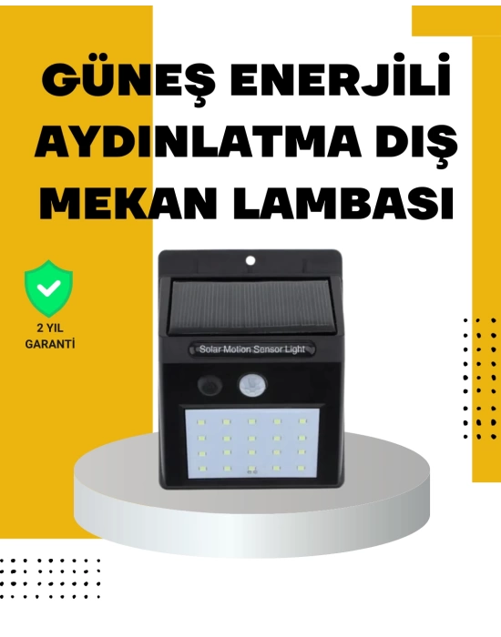 144 LEDli Geniş Aydınlatma Alanına Sahip Güneş Enerjili Güvenlik Lambası