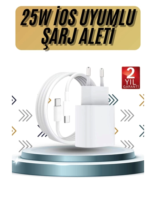 15/Pro/Pro Max 20W İOS Uyumlu Hızlı Şarj Aleti Adaptörlü Beyaz