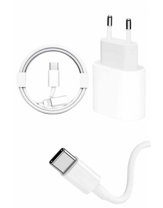 15/Pro/Pro Max 20W İOS Uyumlu Hızlı Şarj Aleti Adaptörlü Beyaz
