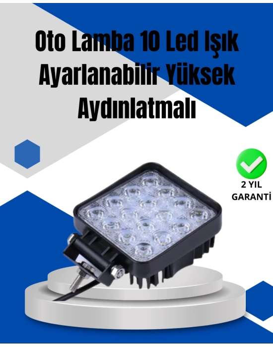 16 LED Geniş Açılı Araç Aydınlatma Farı | Yüksek Parlaklık, Dayanıklı Gövde