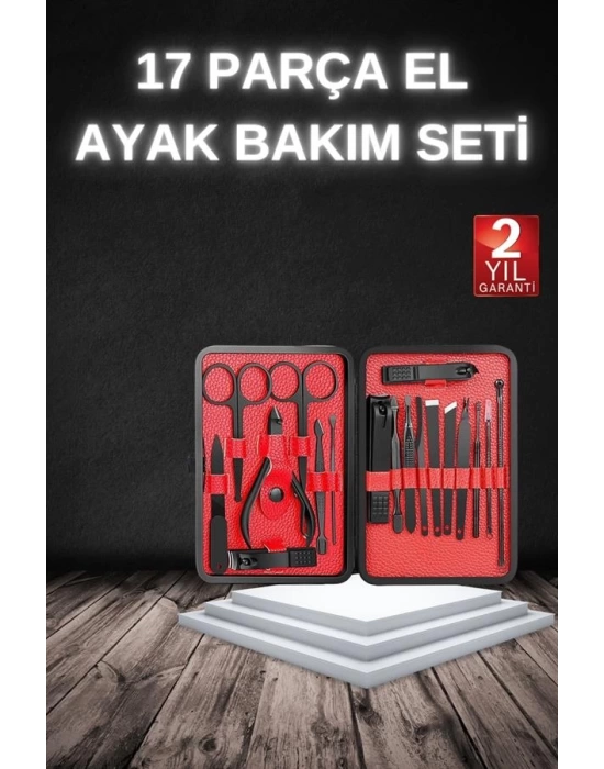 17 Parça Manikür Seti Taşınabilir Özel Çantalı El ve Ayak Bakımı Tırnak Batığı Temizleme