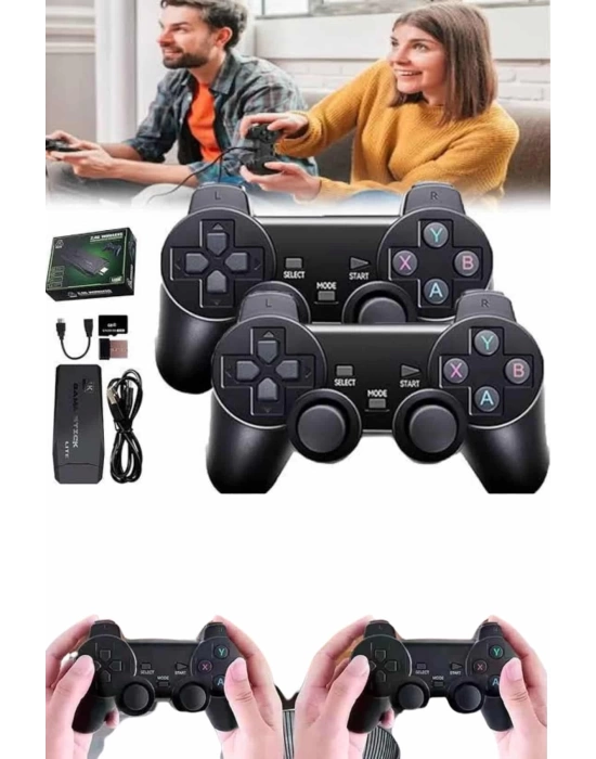 2 Kollu Kablosuz 2.4G Retro Oyunlar 4k Game Stick 3500 Oyun Atari