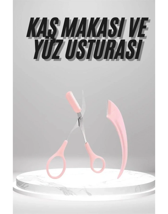 2li Kaş Bakım Seti Taraklı Kaş Makası Ve Kaş Usturası Kaş Şekillendirici