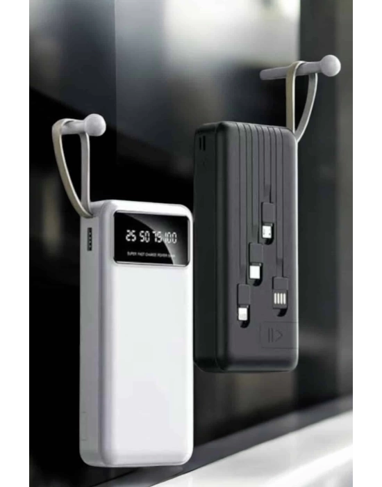 20.000 Mah Led Işıklı LCD Ekran USB Girişli Type-C Lightning Powerbank