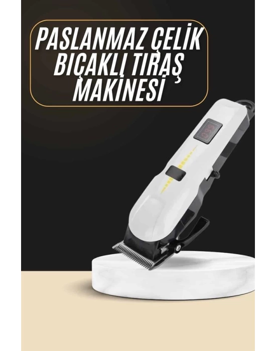 2025 Model Şarjlı Dijital Saç Sakal Tıraş Makinesi Islak Kuru Kullanıma Uygun