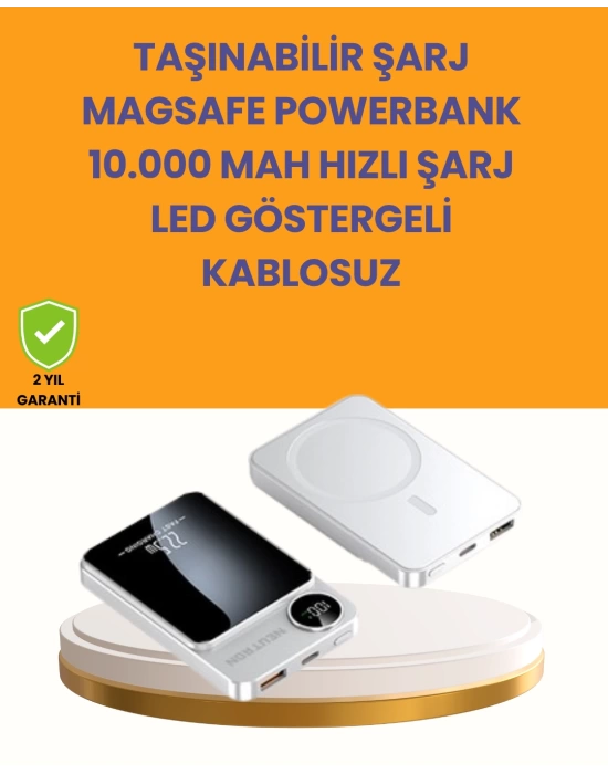 20W PD ve 15W Manyetik Kablosuz Şarj Destekli Taşınabilir Powerbank