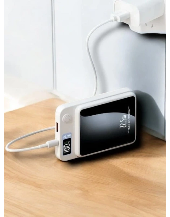 22.5W Magsafe Kablosuz Şarjlı Powerbank Dijital Ekran ve Hızlı Şarj
