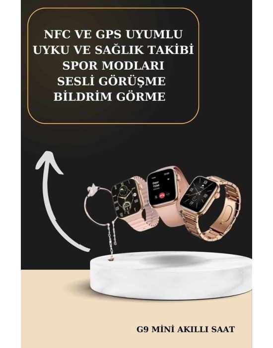 3 Kordonlu Pembe Amoled Ekran Akıllı Saat ve Yeni Nesil Pro Kablosuz Bluetooth Kulaklık ANC/ENC
