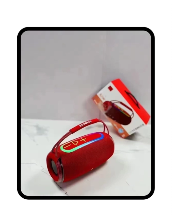 360 RGB LEDli Taşınabilir Bluetooth Hoparlör – Kırmızı, USB/TF Destekli