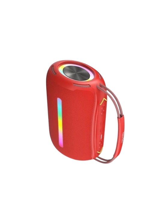 360 RGB LEDli Taşınabilir Bluetooth Hoparlör – Kırmızı, USB/TF Destekli