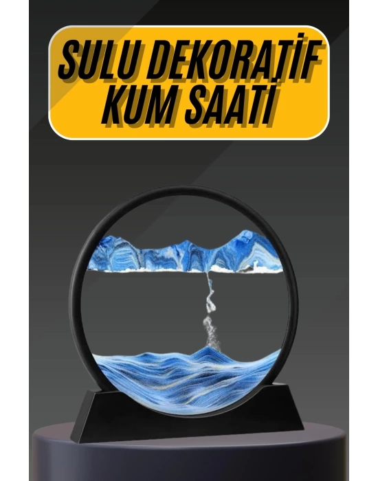 3D Led Işıklı Kum Saati Gece Lambası Hareketli Sulu Kum Saati Dekoratif