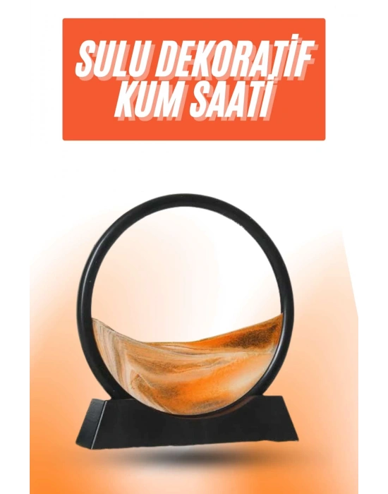 3D LED Işıklı Kum Saati Gece Lambası Hareketli Sulu Kum Saati Orta Boy