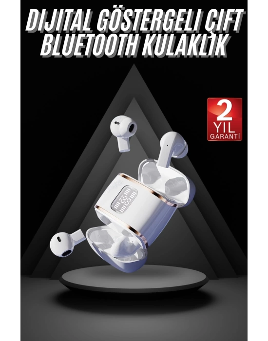 4 Adet Çift Kulaklık Dijital Göstergeli Yüksek Ses Kaliteli Bluetooth Kulaklık