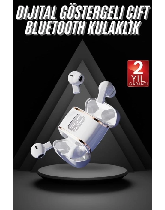4 Adet Çift Kulaklık Dijital Göstergeli Yüksek Ses Kaliteli Bluetooth Kulaklık