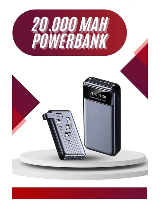 4 Çıkışlı 20.000 Mah Powerbank Uzun Pil Ömürlü Taşınabilir