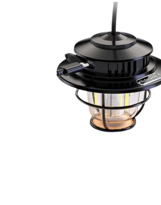 4 Fonksiyonlu Dekoratif Kamp Lambası – Tungsten Ampul, USB Çıkışlı