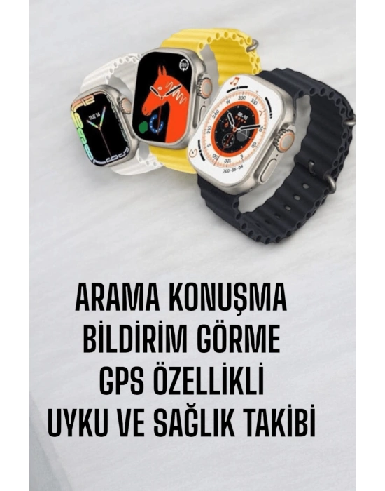 45 MM Gri Kasa Ultra Akıllı Saat Sesli Görüşme, Sağlık Takibi, Suya Dayanıklı
