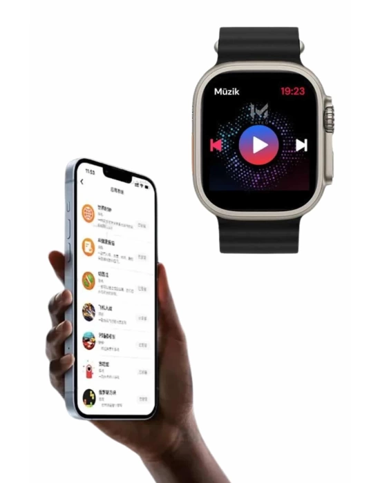 49mm Akıllı Saat Amoled Ekranlı Kadın Erkek Kol Saati Plastik Kordon