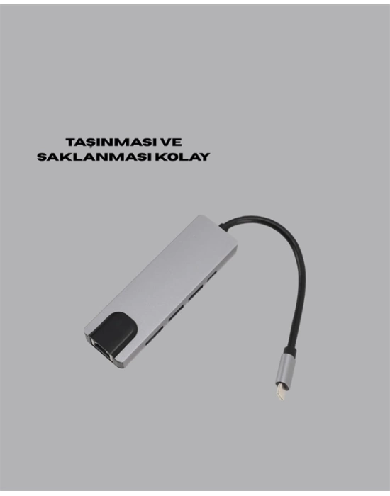 4K HDMI Çıkışlı, Gigabit Ethernetli USB‑C Çoklu Port Hub