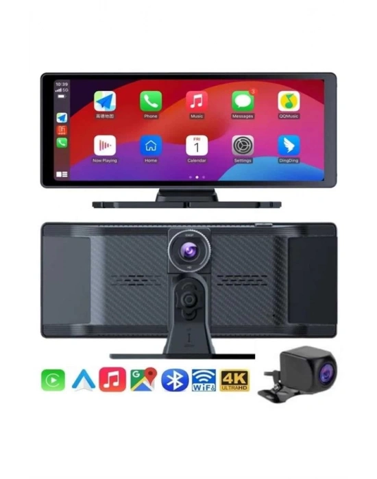 4K Ultra Araç İçi Ön ve Arka Kameralı Ekran HD 2 Kameralı Torpido Üstü Araç Multimedya