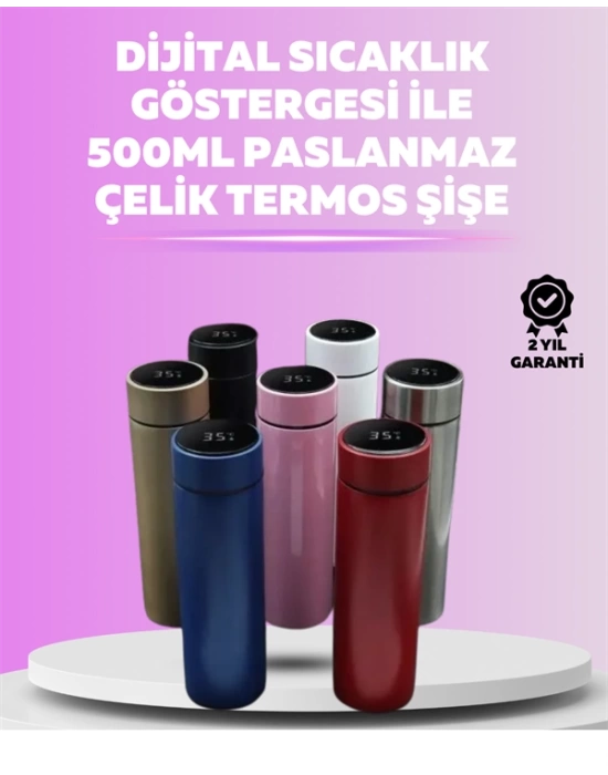 500 ml LED Ekranlı Paslanmaz Çelik Akıllı Termos