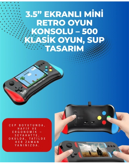 500 Retro Oyunlu Taşınabilir El Konsolu – X7M Modeli