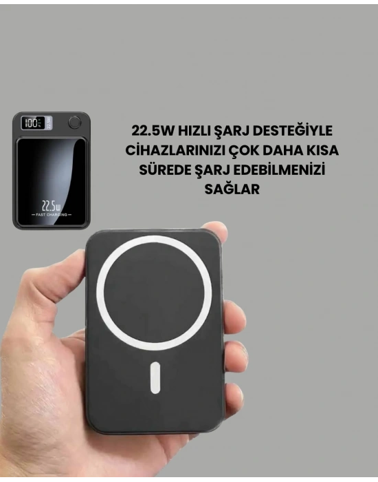 5000mAh / 10000mAh Kapasiteli Manyetik USB-C ve Kablosuz Powerbank