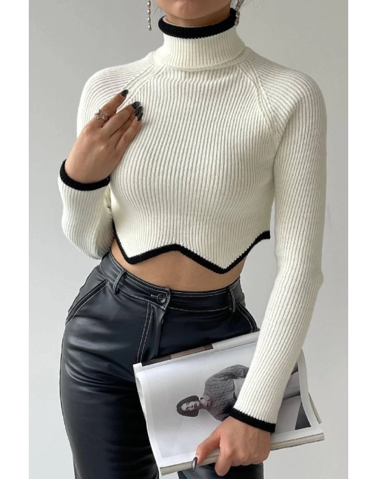 Boğazlı Balıkçı Zikzak Crop Kazak