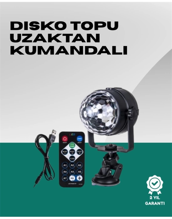 7 Farklı Aydınlatma Modu ve Ses Sensörlü Disko Topu Lambası