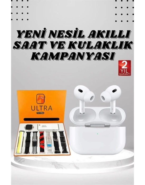 7 Kordonlu Akıllı Saat Ve Yeni Nesil Kulaklık Dokunmatik Ekran Android ve İOS Uyumlu