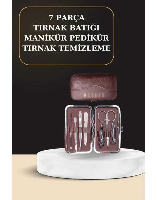 7 Parça Manikür Pedikür Seti El Ayak Bakımı Çantalı Paslanmaz Çelik