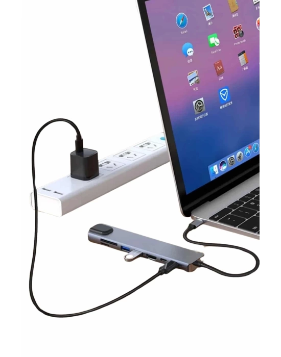 8 Port Çoklayıcı Macbook Ile Uyumlu Çoğaltıcı Type-C dönüştürücü TF SD kart